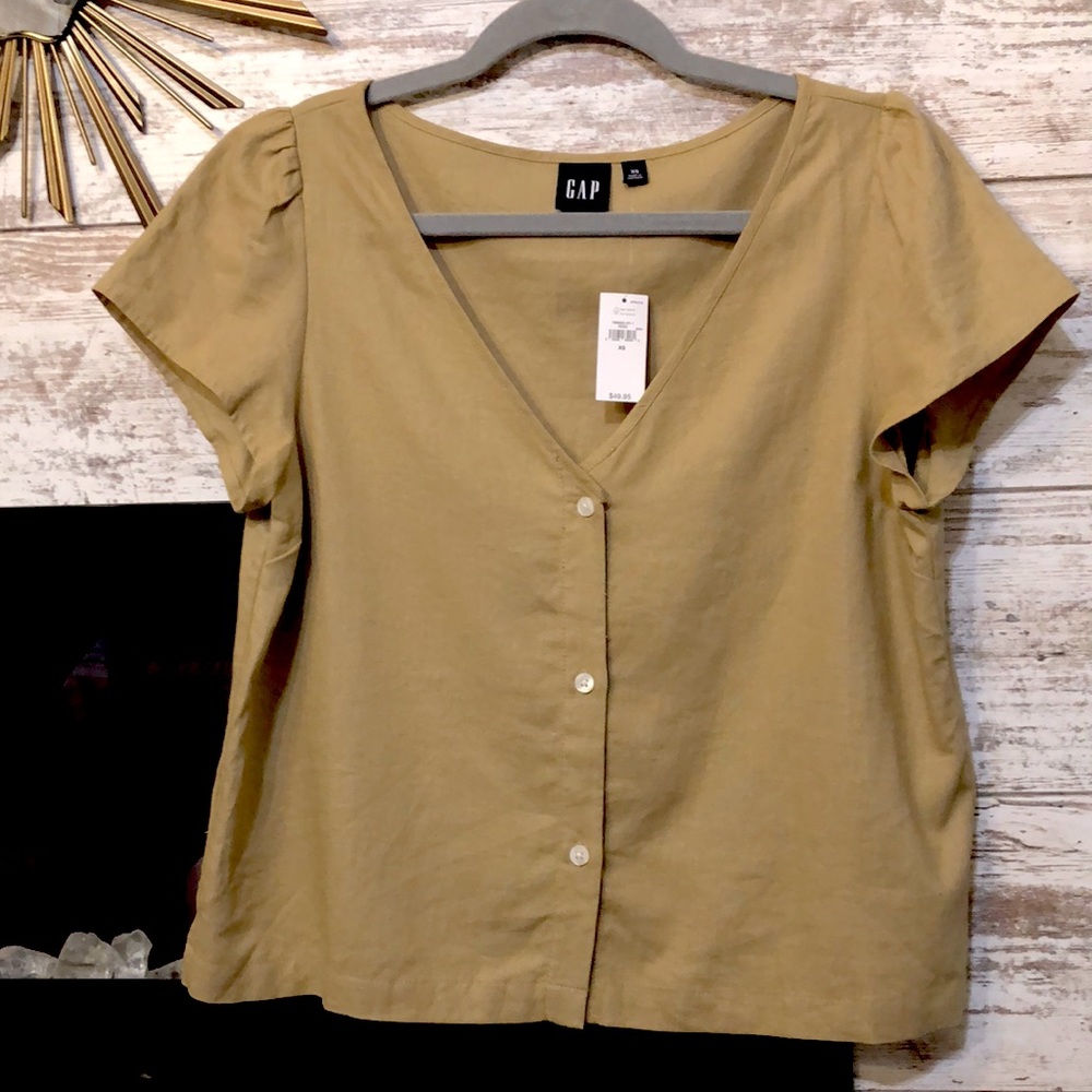 Gap linen button up short sleeve women’s small